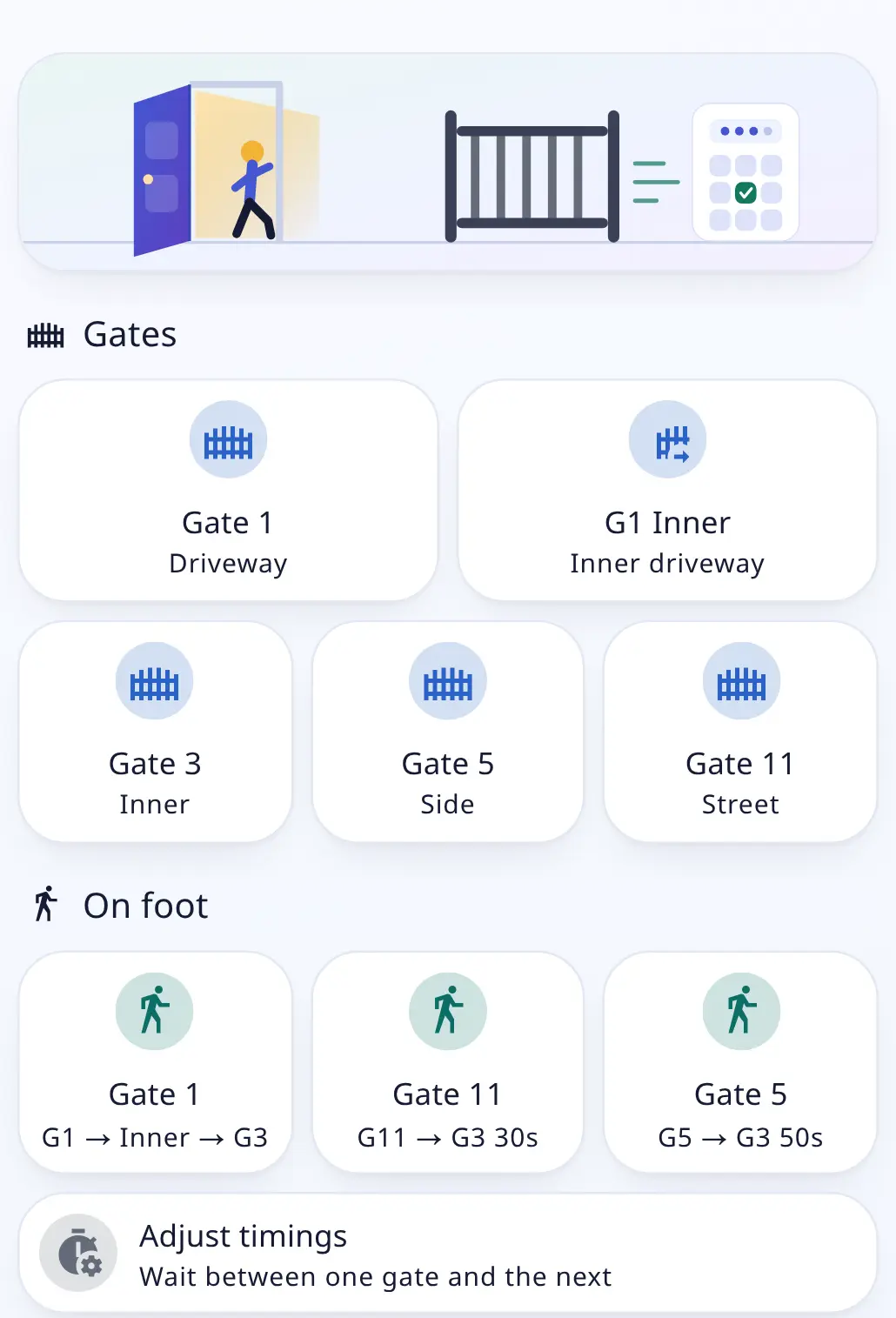 Access tab — from "Gates" down to "Adjust timings"