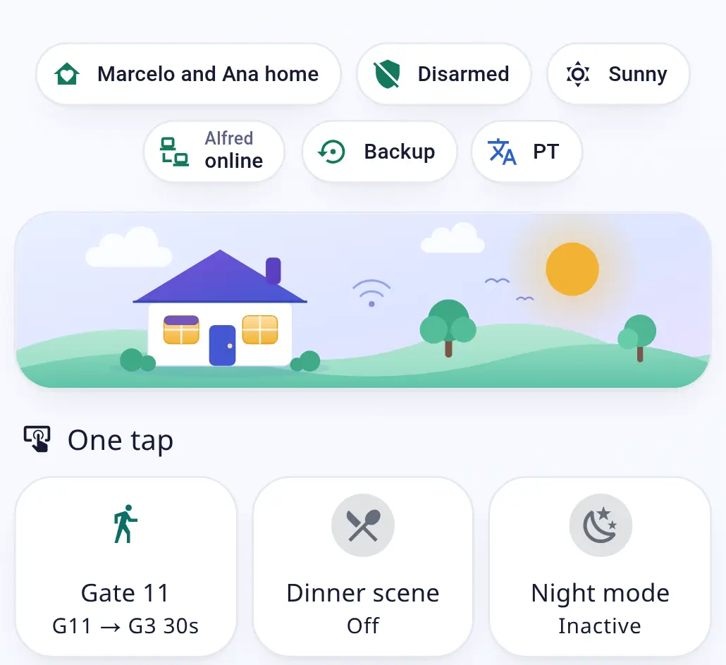 Home tab — from the top down to "One tap"